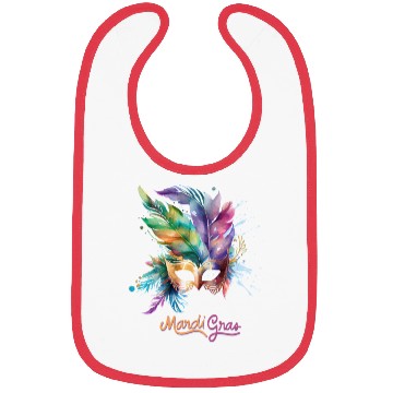 Discover Colorful Mardi Gras Mask Feather Party Design Bibs