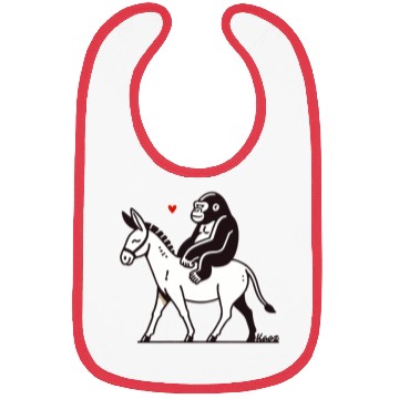 Discover Gorilla Riding Donkey with Heart Bibs