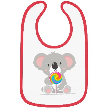 Discover Cute koala with a colorful lollipop Bibs