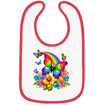 Discover Flower butterfly and rainbow Bibs