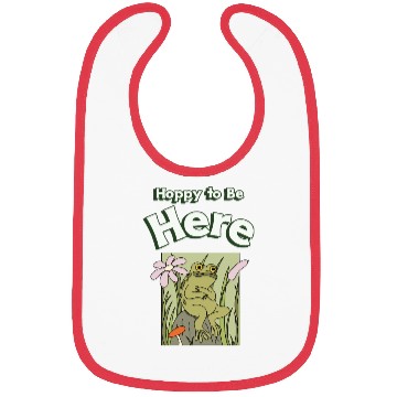 Discover Hoppy to Be Here Funny Frog Cartoon Bibs
