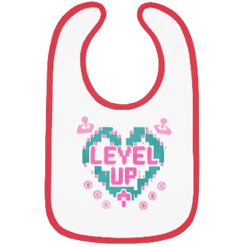 Discover Retro Gamer’s Code Pixel Heart Bibs - Level Up