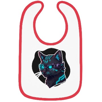 Discover Badass Cat Cyberpunk – Neon Feline from the Future Bibs
