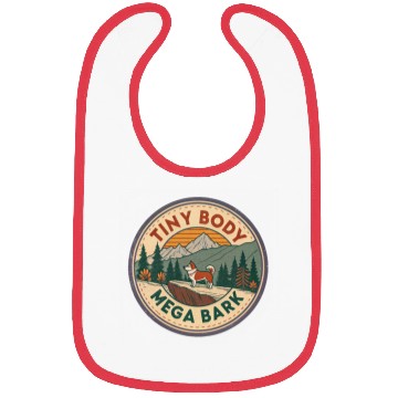 Discover Tiny Body Mega Bark Corgi Adventure Retro design Bibs