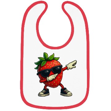Discover Funny Dabbing Strawberry With Sunglasses Bibs