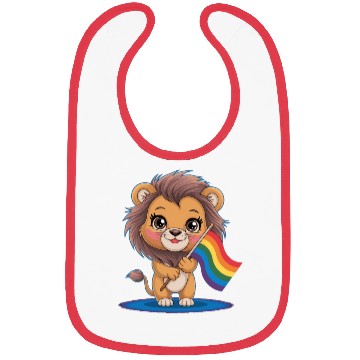 Discover Cute Lion With Rainbow Flag Bibs