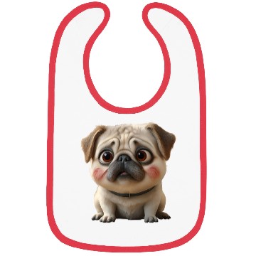 Discover 3D Rendered Chubby Pug Sitting Bibs