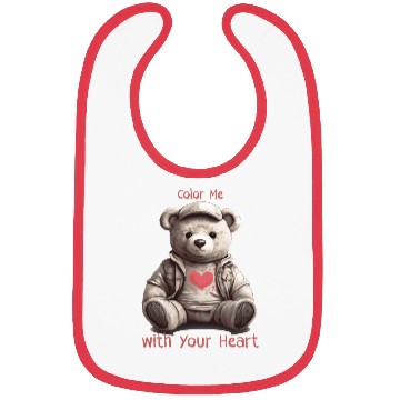 Discover teddy bear - color me with your heart Bibs