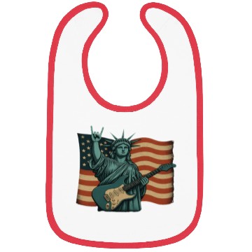 Discover 4th of July Statue Of Liberty Rock Guitar USA Flag Bibs