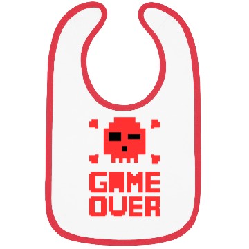 Discover Retro Pixel Game Over Skull Red Gamer Graphic Bibs