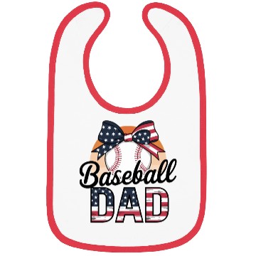 Discover Patriotic Baseball Dad Bow Design For Proud Bibs