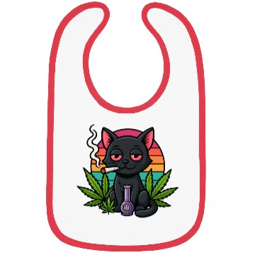 Discover Cute Cat Smoking Weed Bibs