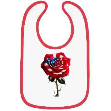 Discover A Red Rose with the USA Flag Design Bibs