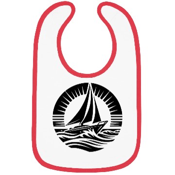 Discover Modern Sailboat With Wave Emblem Bibs