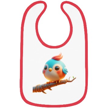 Discover Cute Little Bird Perched on a Branch Bibs