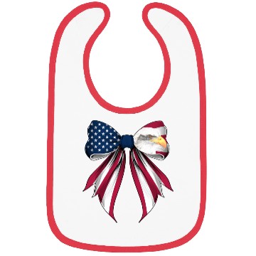 Discover Coquette Bow Bald Eagle Bird US Flag Patriotic Bibs