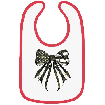 Discover Coquette Bow Baseball Player Camouflage US Flag Bibs