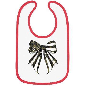Discover Coquette Bow Camouflage US Flag Pride Patriotic Bibs