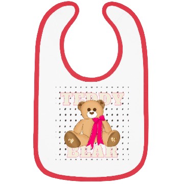 Discover Teddy Bear With A Pink Bow Bibs