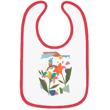 Discover Colorful Hummingbird with Flower - Colorful Nature Bibs