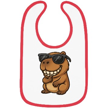 Discover Cool capybara guinea pig sunglasses smile Bibs