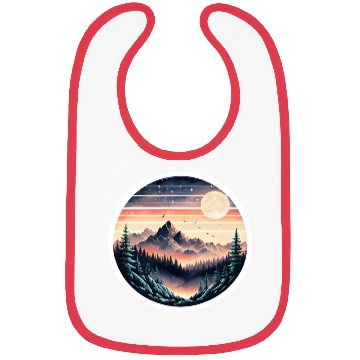 Discover Retro 80s Gradient Sunset Mountain Sticker. Bibs