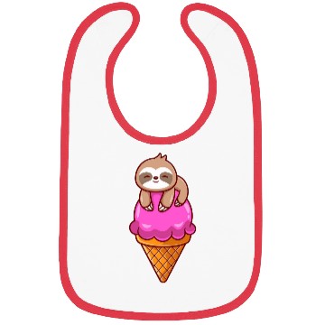 Discover Adorable Sloth on Ice Cream Cone Print Bibs