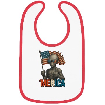 Discover Thumbs Up Merica Alien 4th of July Funny Bibs