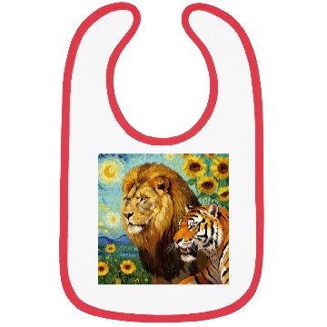 Discover Lion And Tiger Van Gogh Style Bibs