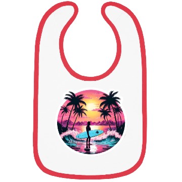 Discover 80s Synthwave Surfer | Retro Sunset Bibs.