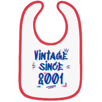 Discover Vintage Since 2001 Graffiti Glitch 24th Bday Vibes Bibs