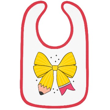 Discover Retro Pencil Coquette Bow Teacher Bibs