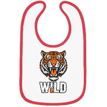 Discover a tiger mid-roar face split in half Bibs