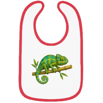 Discover Colorful Chameleon on Bamboo Branch Bibs