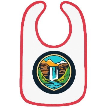 Discover Framed Circular Waterfall Landscape - Bold Nature Bibs