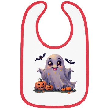 Discover Adorable Rounded Ghost Cartoon Bibs.
