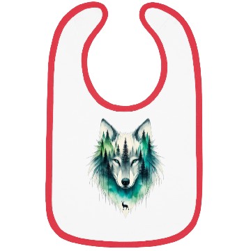 Discover Majestic Wolf with Nature Elements Design Bibs