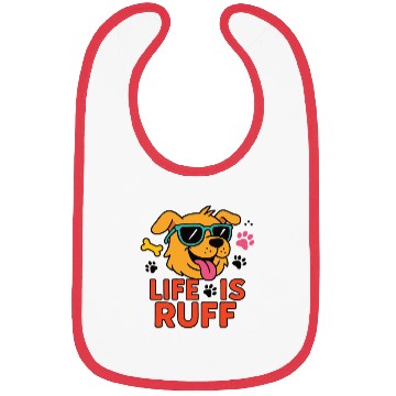 Discover Life Is Ruff – Funny Dog Cartoon Bibs