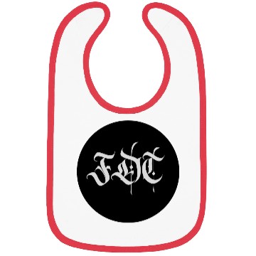 Discover Ornate Gothic Lettering FDT in Light Grey on Black Bibs