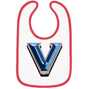 Discover V - Letter in metallic blue Bibs