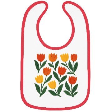 Discover Bright Tulip Garden Pattern Bibs