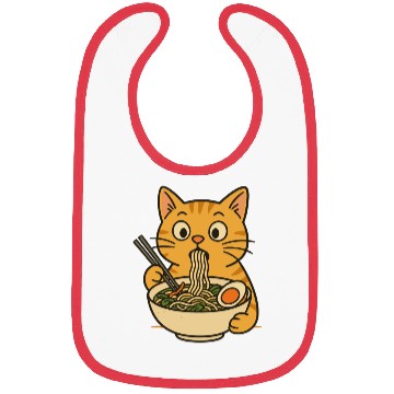 Discover Cat Eating Ramen Bibs