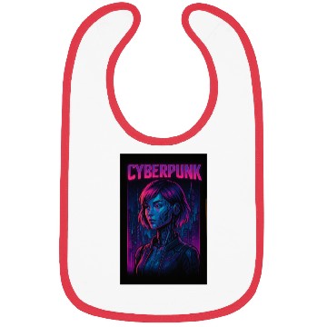 Discover Cyberpunk Future: Neon Cityscape and Cyborg Bibs