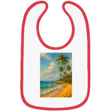 Discover Tropical Serenity – Peaceful Beach Landscape Art Bibs