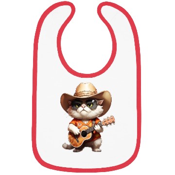 Discover Orange Cowboy Cat with Guitar Bibs