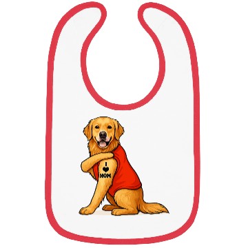 Discover Funny golden retriever Dog I Love Mom Tattoo Lover Bibs