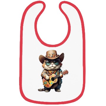 Discover Festival Cat with Patterned Guitar Bibs