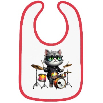 Discover Gray Cat with Neon Drums Bibs
