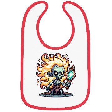 Discover Flame-Haired Skeleton Witch – Magic Mirror Spirit Bibs