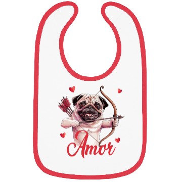 Discover Amor Cupid Pug with Bow and Hearts Bibs